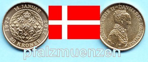 Dänemark 2012 20 Kronen 40. Kronjubiläum Königin Margrethe II