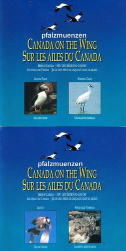 Kanada 1995 4 x 50 Cents Silber Vögel in 2 Original-Blistern