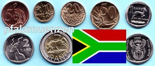 Suedafrika 2008 vollständiger Jahrgangssatz mit 7 Münzen