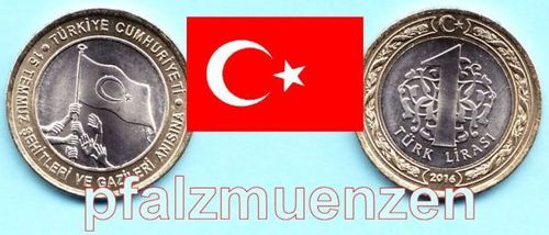 Türkei 2016 1 Lira Bimetall Sonderumlaufmünze zum 15. Juli 2016