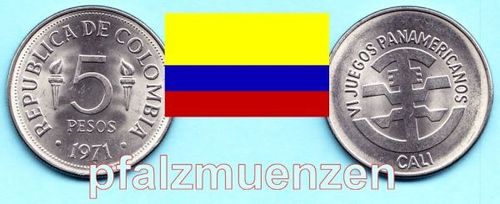 Kolumbien 1971 5 Pesos Panamerikanische Spiele