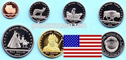 USA 2016 Apachen - Indianer 6 Münzen
