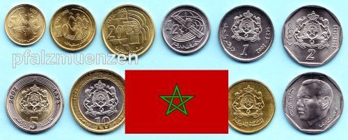 Marokko 2002 kompletter Kursmünzensatz mit 8 Münzen