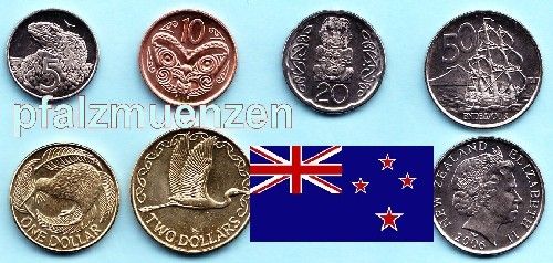 Neuseeland 2000 - 2008 aktueller Kursmünzensatz mit den kleinen Münzen