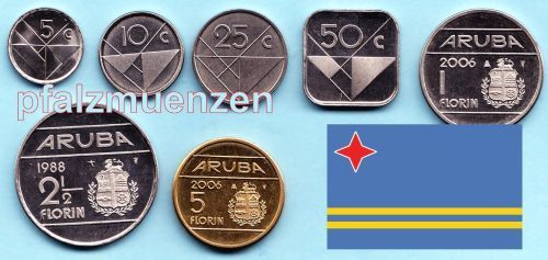 Aruba 1986 - 2012 5 Cents - 5 Florin (neue runde Form) 7 Münzen
