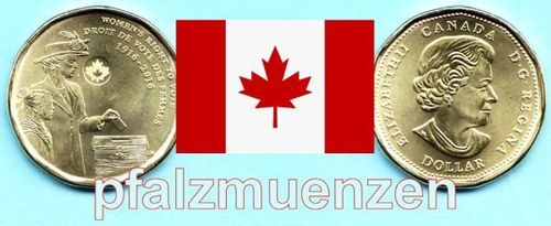 Kanada 2016 1 Dollar Frauenwahlrecht