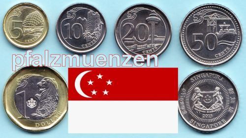 Singapur 2013 neuer Kursmünzensatz mit 5 Münzen