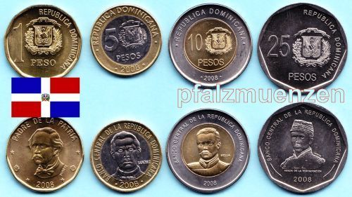Dominikanische Republik 2008 Jahrgangssatz mit 4 Münzen
