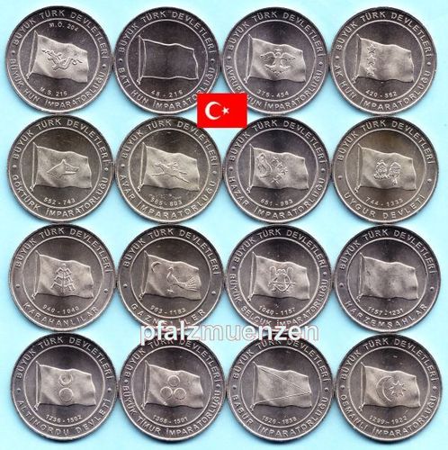 Türkei 2015 16 x 1 Kuru historische türkische Staaten