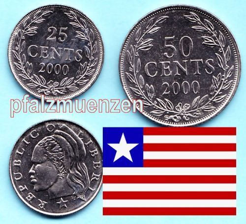 Liberia 2000 25 + 50 Cents