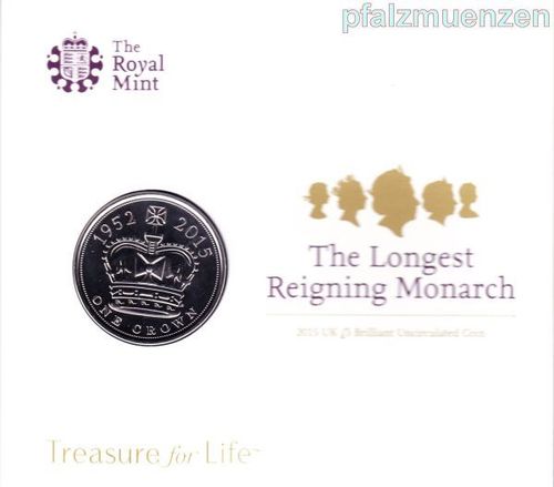Großbritannien 2015 5 Pfund/1 Crown "Längste regierende Monarchin"