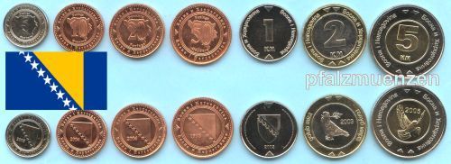 Bosnien und Herzogovina 1998 - 2011 Komplettsatz 5 Pfennig - 5 Mark