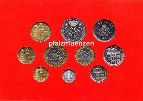 Monaco 1995 Original-Kursmünzensatz mit 10 Münzen