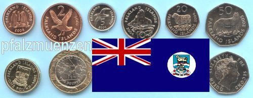Falkland 2004 kompletter Jahrgangssatzsatz alle 8 Münzen