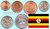 Uganda 1966 seltener Jahrgangssatz KM 1 - 6