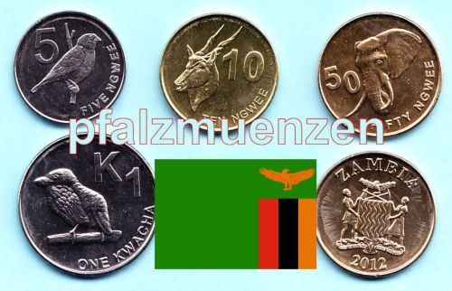 Sambia 2012 kompletter neuer Satz mit 4 Münzen