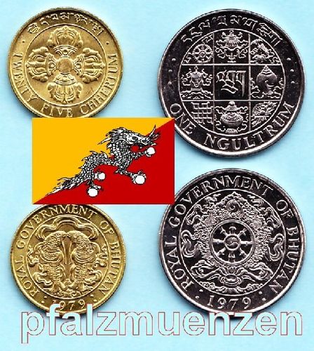 Bhutan 2002 25 Chhertrum und 1 Ngultrum neue Metalle