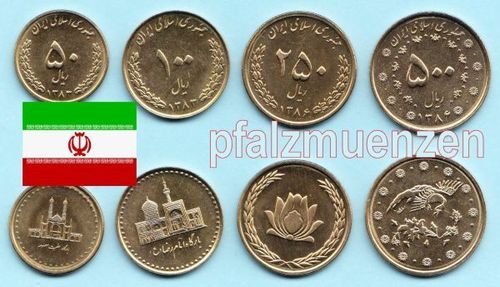 Iran 2006 - 2007 Kursmünzensatz 4 Münzen mit neuen Typen