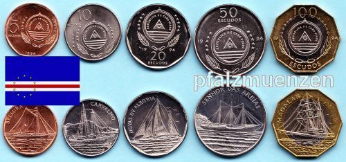 Kap Verde 1994 Themensatz Schiffe mit 5 Münzen