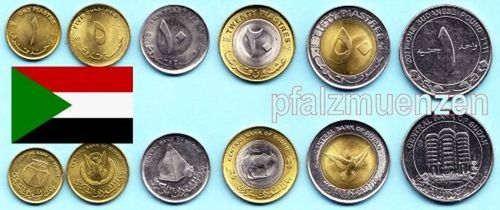 Sudan 2006 - 2011 (Nordsudan) kompletter Satz 6 Münzen 1 Piaster - 1 Pound