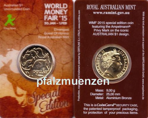 Australien 2015 1 Dollar Privy-Mark Ampelmännchen WMF-Berlin