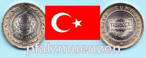 Türkei 2012 1 Lira Bimetall Spracholympiade
