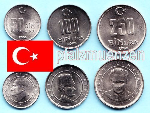 Türkei 2004 50.000, 100.000 und 250.000 Lira - Sonderpreis