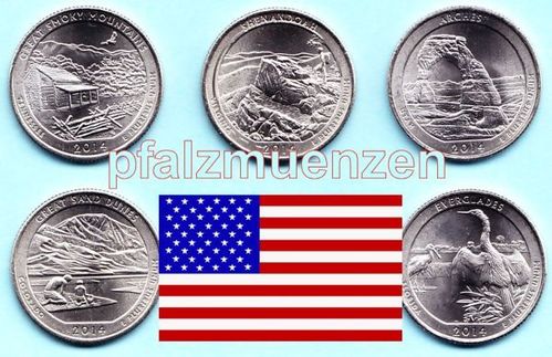 USA 2014 National Park-Quarter P - 5 Münzen