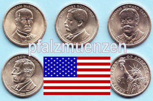 USA 2013 Präsidenten Dollar Denver - 4 Münzen