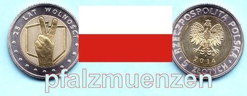 Polen 2014 5 Zloty Bimetall 25 Jahre Freiheit