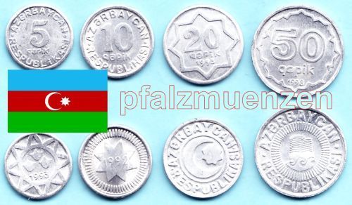 Aserbaidschan 1992 - 1993 die legendären Alu-Chips 4 Münzen