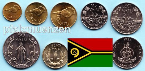 Vanuatu (neue Hebriden) 1999 - 2009 kompletter Kursmünzensatz mit 7 Münzen