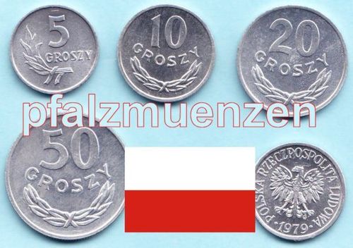 Polen 1971 - 1985 Aluminium Kleinmünzensatz