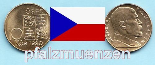 Tschechische und Slowakische Republik 1990 10 Kronen Masaryk