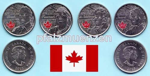 Kanada 2012 - 2013 4 x 25 Cents der Krieg von 1812 - Farbe