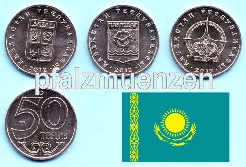Kasachstan 2012 3 x 50 Tenge Städte-Serie