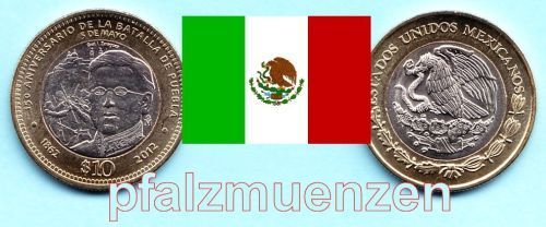 Mexiko 2012 10 Pesos Schlacht von Puebla