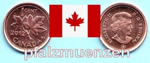 Kanada 2012 1 Cent letztes Prägejahr (Cu/Zink)