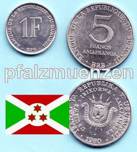 Burundi 1980 - 2003 1 + 5 Francs