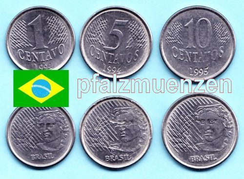 Brasilien 1994 - 1997 Kleinmünzensatz