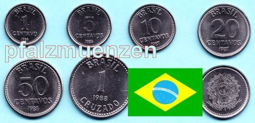 Brasilien 1986 - 1989 1 Centavo - 1 Cruzado 6 Münzen