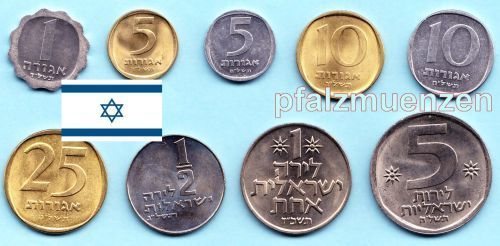 Israel 1964 - 1979 Kursmünzensatz mit 9 Werten