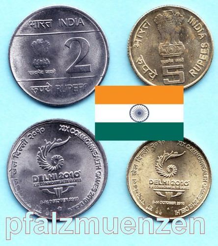 Indien 2010 2 + 5 Rupees 19. Commonwealth-Spiele