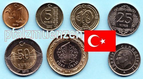Türkei 2009 - 2018 kompletter Satz mit 6 Münzen