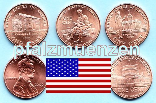 USA 2009 1 Cent Lincoln-Serie P (Philadelphia) 4 Münzen