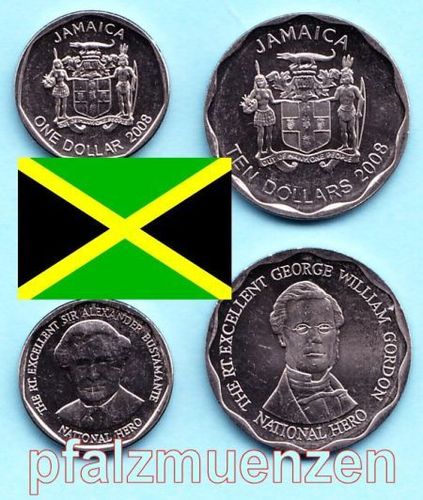 Jamaika 2009 (2008) 1 und 10 Dollar neue Ausgaben