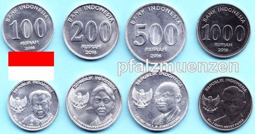 Indonesien 2016 neuer Kursmünzensatz mit 4 Münzen