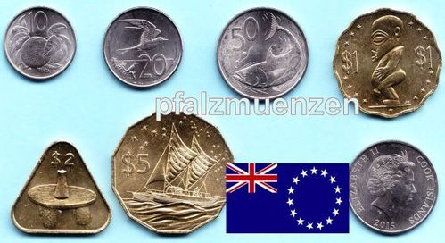 Cook-Islands 2015 neuer Kursmünzensatz mit 6 Münzen