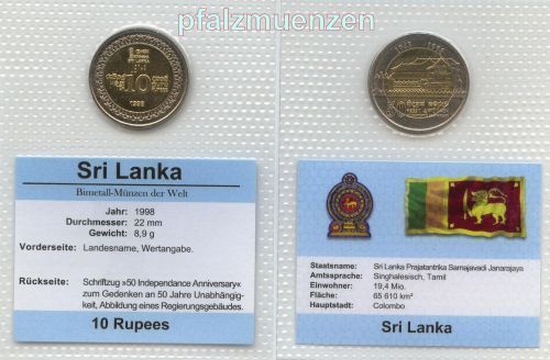 Sri Lanka 1998 10 Rupees Bimetall im Blister