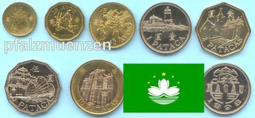 Macao 1992 - 2007 kompletter Kursmünzensatz vz - unc